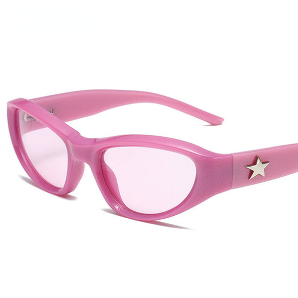 Fashion Bold Y2K Sunglasses Women Star Decorate Sport Sun Glasses Men Vintage Futuristic Pink Shades New Luxury Brand Streetwear