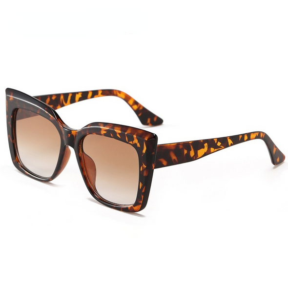 Vintage Oversized Square Cat Eye Sunglasses For Women New Luxury Brand Elegant Sun Glasses Female Clear Brown Gradient Shades