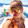 Oversized Sunglasses Women 2021 One Piece Goggle Sunglasses Men Luxury Brand Designer Gradient Mask Sunglasses Eyewear Fashion