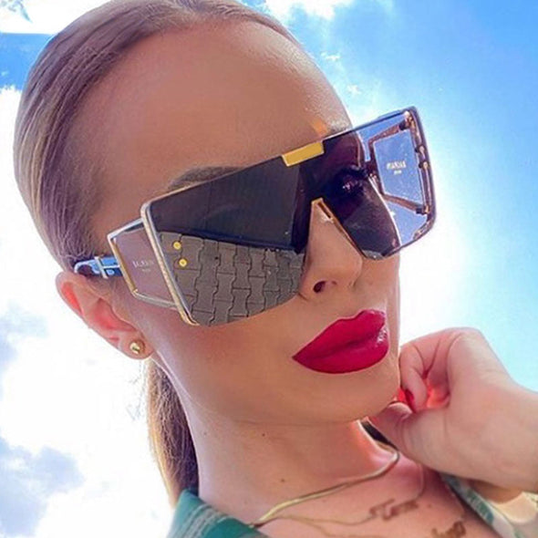 46588 Oversized Luxury Brand Sunglasses Retro Men Women Fashion One Lens Shades Uv400 Vintage Glasses