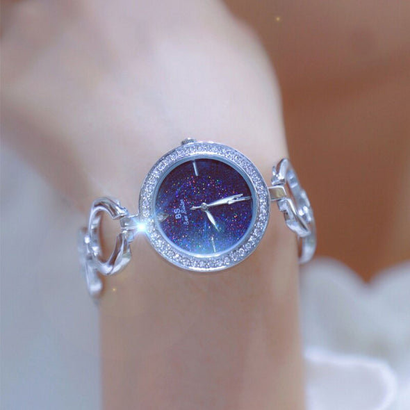 Bee Sister - Watch Hollow-out Chain Watch Starry Sky Bright Blue Niche Women's Watch Quartz Watch Popular Fashion