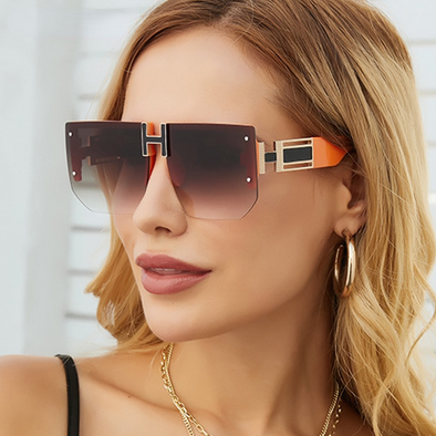 Big Size Rimless Polygon Ladies Sunglasses Brand Design Fashion Men Women's Shades UV400