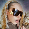One Piece Shield Rimless Wrap Around Sunglasses Women Vintage Fashion Oversized Sun Glasses Men Trend Luxury Brand Design Shades