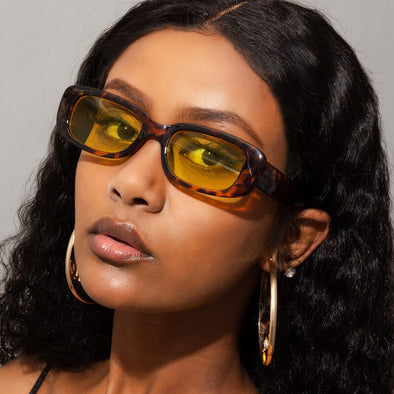 fashion rectangle sexy sunglasses women blue pink yellow leopard small oval sun glasses retro style