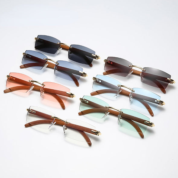 Sqaure Brand Designer Sunglasses Men Women Sun Glasses Wood Frames Rimless Black Eyeglasses Fashion Eyewear Gafas De Sol