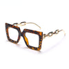 Punk Hollow Chain Arm Clear Lens Frame Eyewear