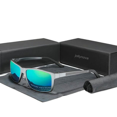 Men's Sunglasses Aluminum Magnesium Polarized Driving Mirror UV400 Eyewear, Black Blue