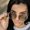 Vintage Rimless Rhinestone Sunglasses Women Men Retro Cutting Lens Gradient Sun Glasses Female UV400