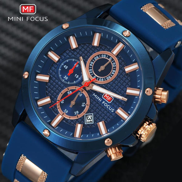 MINI FOCUS - 3D Bolt Design 6 Hands Quartz Watch