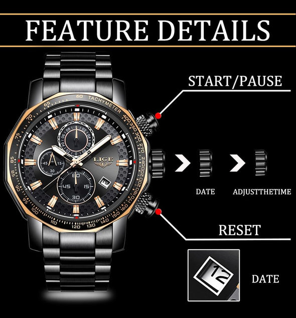 LG9902 - Luxury Full Steel Sport Chronograph Quartz Watch