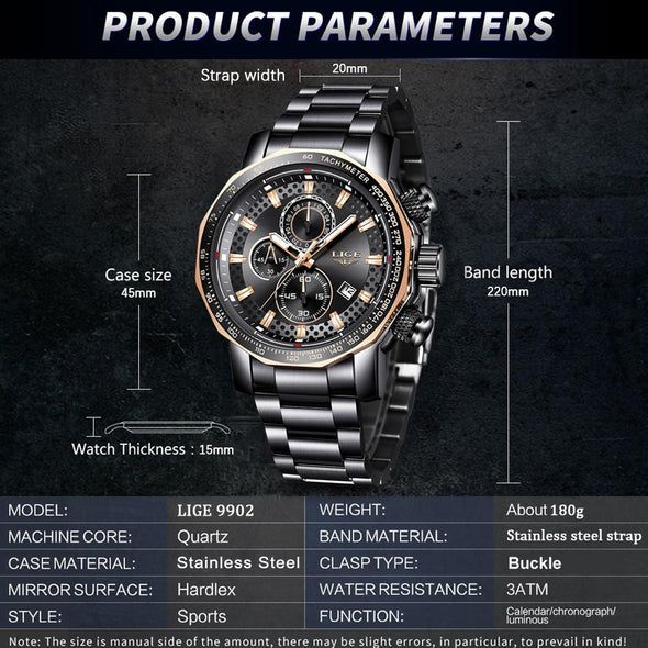 LG9902 - Luxury Full Steel Sport Chronograph Quartz Watch