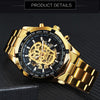 Jollynova - Golden Automatic Steel Strap Skull Mechanical Watch