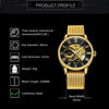 Jollynova - Golden Automatic Steel Strap Skull Mechanical Watch