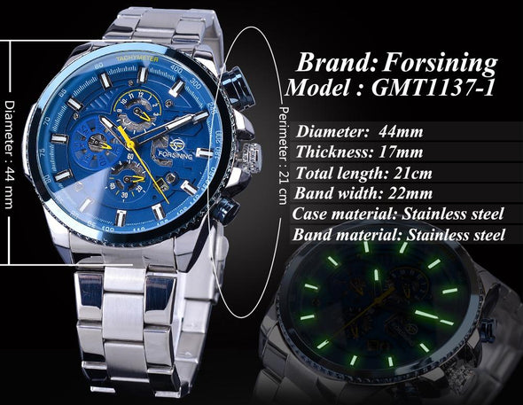 Forsining - 3 Dial Calendar Display Automatic Mechanical Wrist Watch