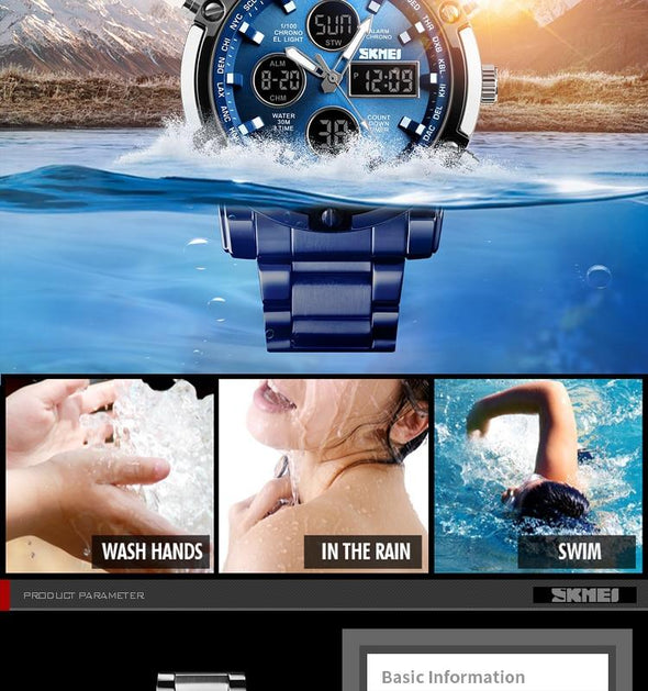SKMEI - Digital Display Multifunctional Chronograph Quartz Wristwatch