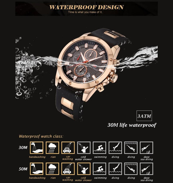 MINI FOCUS - 3D Bolt Design 6 Hands Quartz Watch