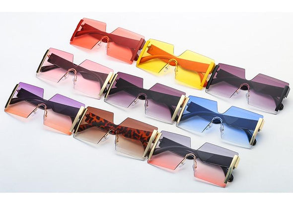 Fashion Oversized Square Rimless Sunglasses