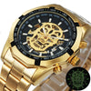 Jollynova - Golden Automatic Steel Strap Skull Mechanical Watch