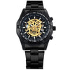 Jollynova - Golden Automatic Steel Strap Skull Mechanical Watch