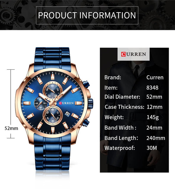 CURREN - Men Fashion Sport Military Chronograp Quartz Watch