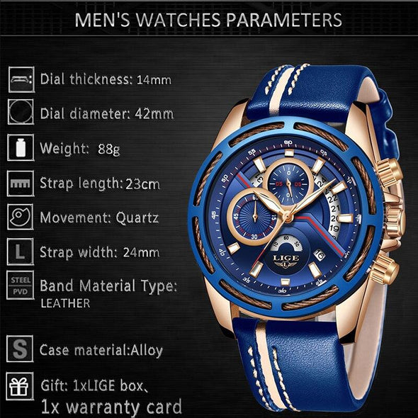 LG9880 - Blue Military Waterproof Sports Quartz Waterproof Watch