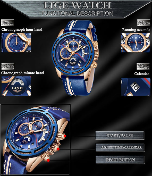 LG9880 - Blue Military Waterproof Sports Quartz Waterproof Watch