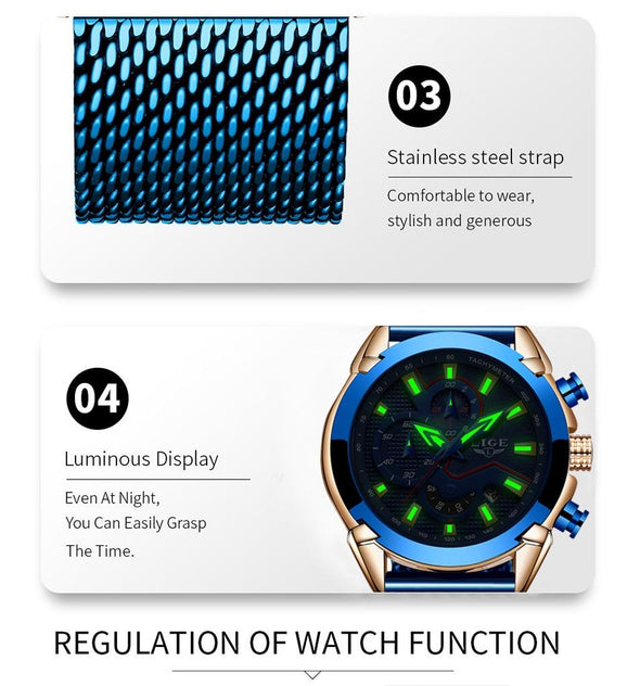 LG9973 - Men's Stainless Steel Waterproof Military Quartz Watch