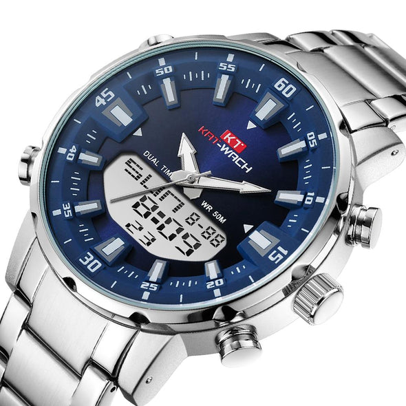 KAT - Dual Display Waterproof 3D Dial Analog Digital Quartz watch