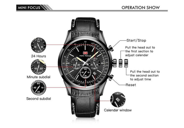 MINI FOCUS - Multifunction Sport Quartz Waterproof Watch