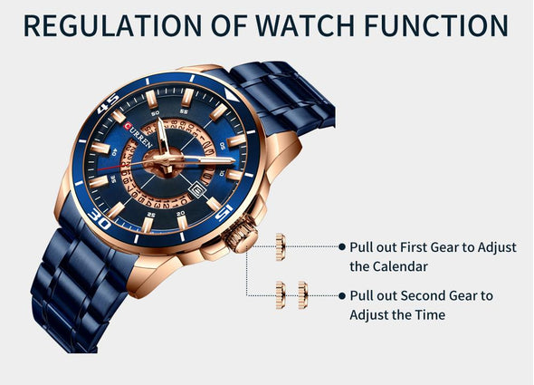 Curren - Dial Stainless Steel Water Resistant Quartz Watch