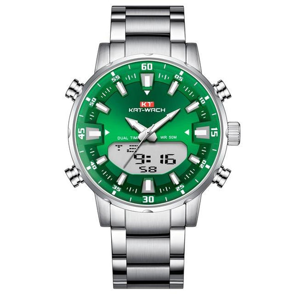 KAT - Dual Display Waterproof 3D Dial Analog Digital Quartz watch