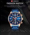 CURREN - Stainless Steel Date Waterproof Quartz Wristwatch