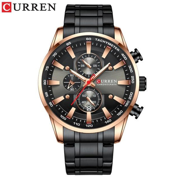 CURREN - Stainless Steel Date Waterproof Quartz Wristwatch