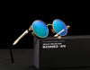 Men's Retro Round Metal HD Polarized Punk Steampunk Sunglasses