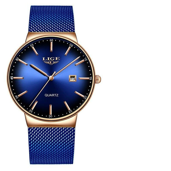 LIGE - Rose Gold Waterproof Women's Watch