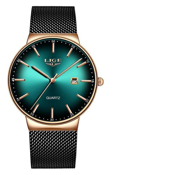 LIGE - Rose Gold Waterproof Women's Watch