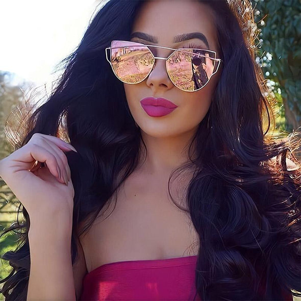 Designer Mirror Flat Vintage Metal Reflective Sunglasses