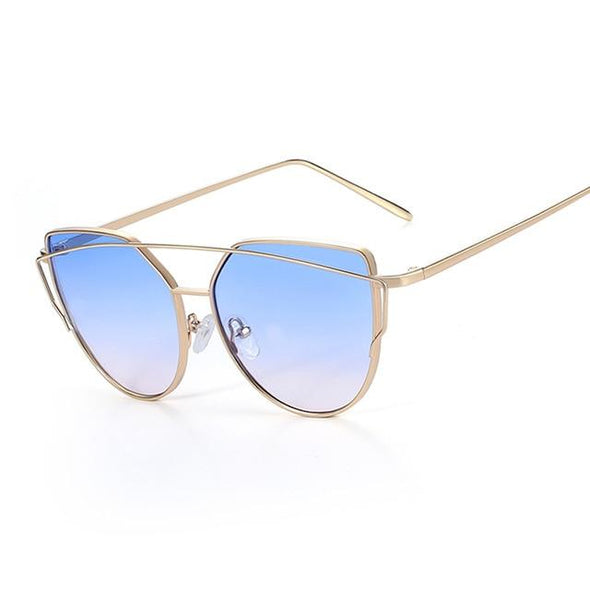 Designer Mirror Flat Vintage Metal Reflective Sunglasses