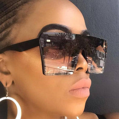 Oversized Square Sunglasses Women Mirror UV400
