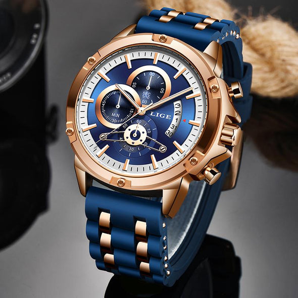 LIGE - Unique Silicone Waterproof Quartz Wrist Watch
