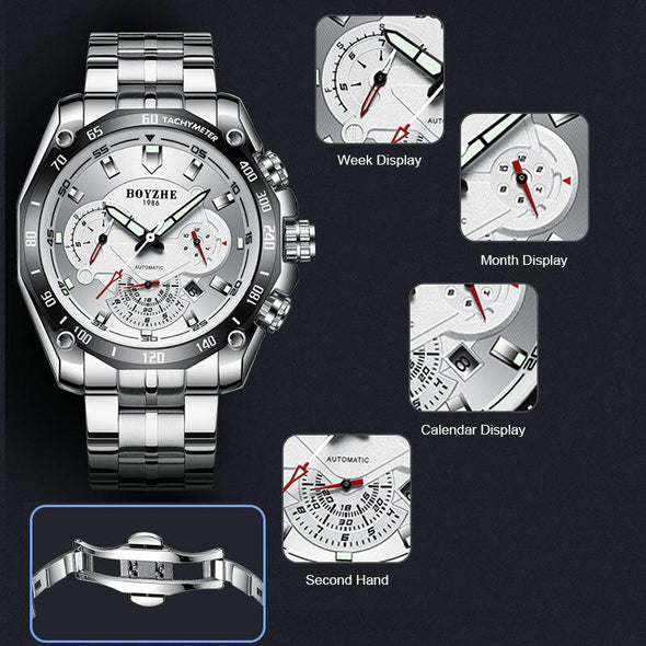 WL014 Automatic Mechanical Stainless Steel Waterproof Luminous Watch