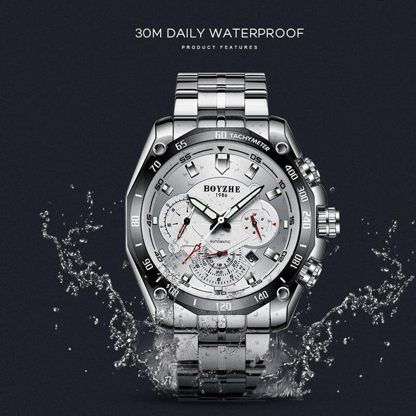 WL014 Automatic Mechanical Stainless Steel Waterproof Luminous Watch