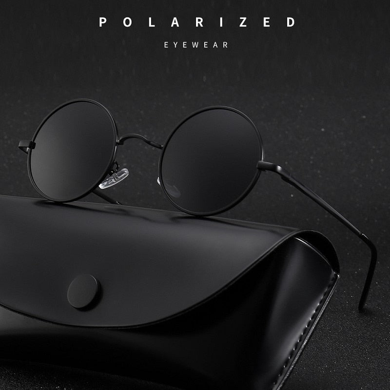 Men's Round Polarized Driving Sunglasses Brand Designer Retro