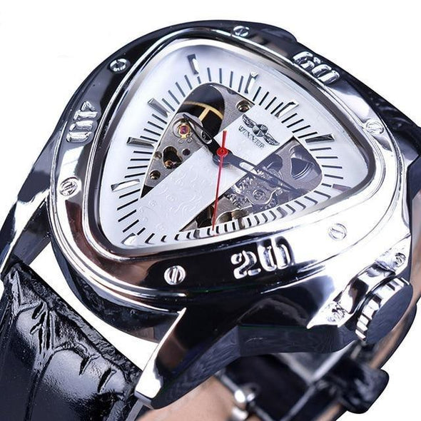 WN9966 - Steampunk Triangle Golden Skeleton Automatic Mechanical Wrist Watch