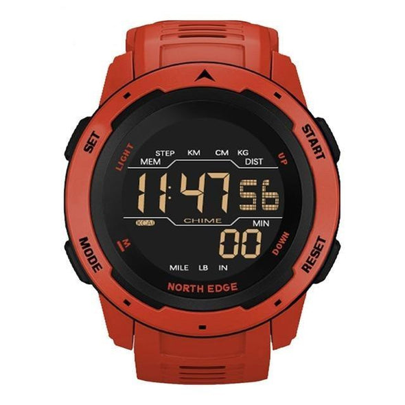 NORTH EDGE Mars Men Digital Watch Men's Military Sport Watches Waterproof 50M Pedometer Calories Stopwatch Hourly Alarm Clock