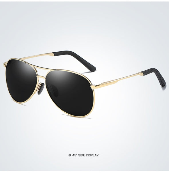 SC Fashion Pilot Men Polarized Sunglasses Oversized Alloy Frame  Aviation Male Sun Glasses Classic Black Driving Fishing Shades