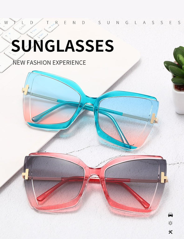 Brand Designer T Sunglasses  New Oversized Square Women Sun Glasses Female Big Frame Colorful Shades fpr women Oculos