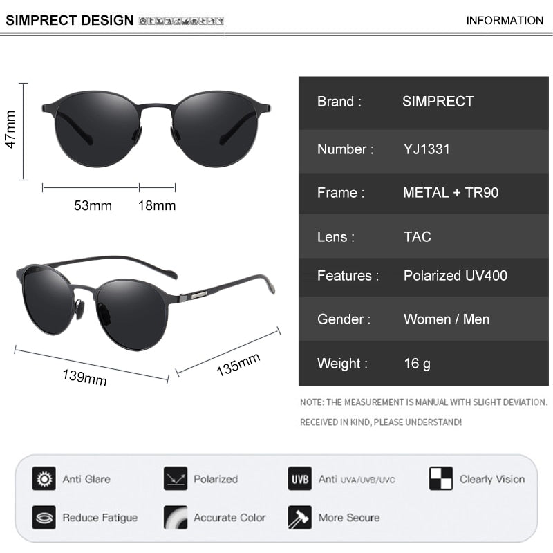 SIMPRECT Vintage Polarized Sunglasses Men 2022 Driver's Retro