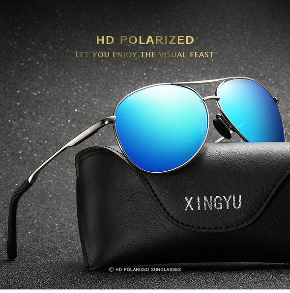 SC Fashion Pilot Men Polarized Sunglasses Oversized Alloy Frame  Aviation Male Sun Glasses Classic Black Driving Fishing Shades