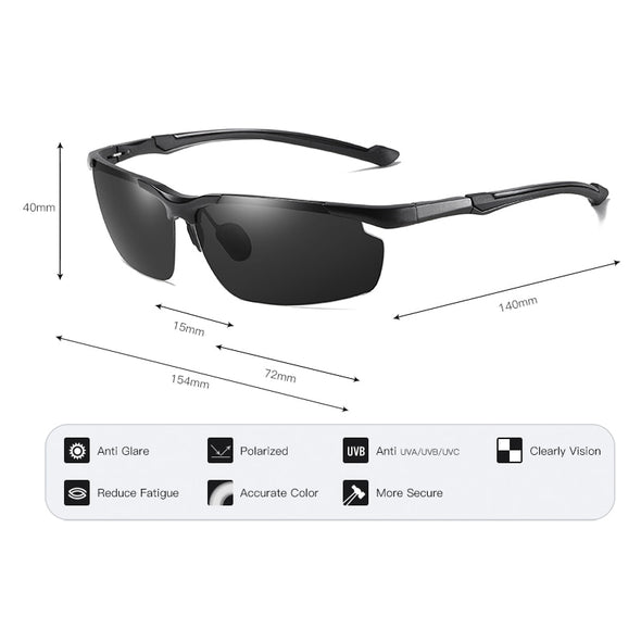 8016 Aluminium Polarized Driving Sunglasses For Men UV400 Protection Glasses Tac Orange Lenses Men New Brand Sunglasses 8016
